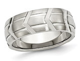 Men's Stainless Steel 8mm Brushed and Polished Band Ring